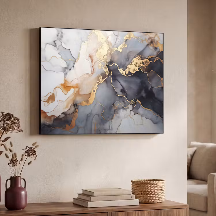 Art Frame - Marmer - Zwart - Goud - Wit — 4