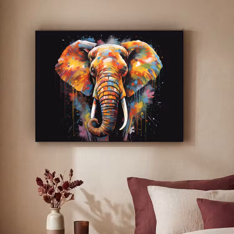 Art Frame - Olifant - Graffiti - Zwart - Dieren - Kleuren — 2