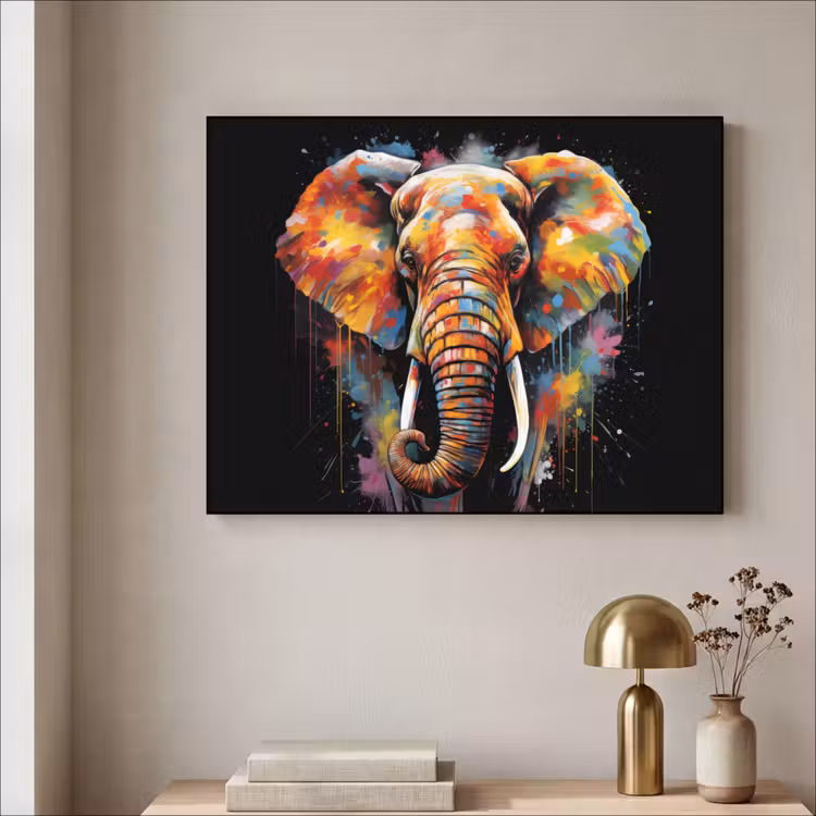 Art Frame - Olifant - Graffiti - Zwart - Dieren - Kleuren — 3