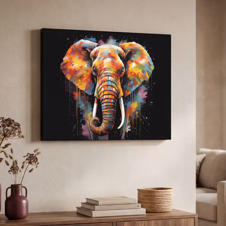 Art Frame - Olifant - Graffiti - Zwart - Dieren - Kleuren — 4