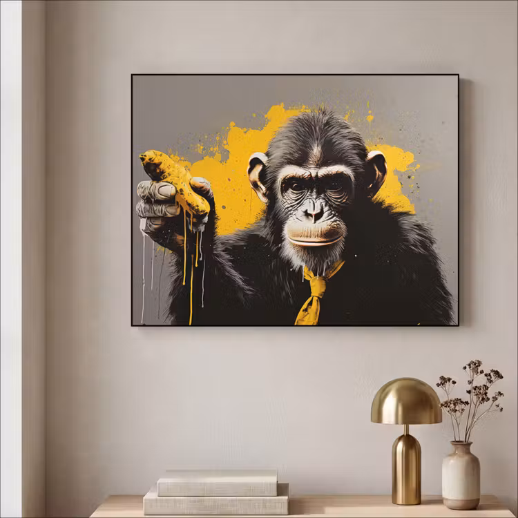 Art Frame - Aap - Chimpansee - Banaan - Geel - Dieren - Stropdas — 3