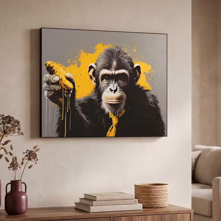 Art Frame - Aap - Chimpansee - Banaan - Geel - Dieren - Stropdas — 4