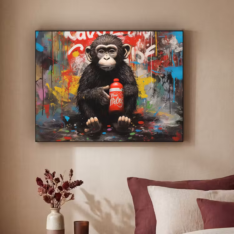 Art Frame - Aap - Graffiti - Dieren - Kunst - Flesje - Kleuren — 2