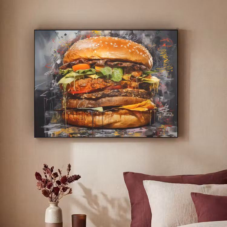 Art Frame - Burger - Eten - Kunst - Grijs - Graffiti — 2