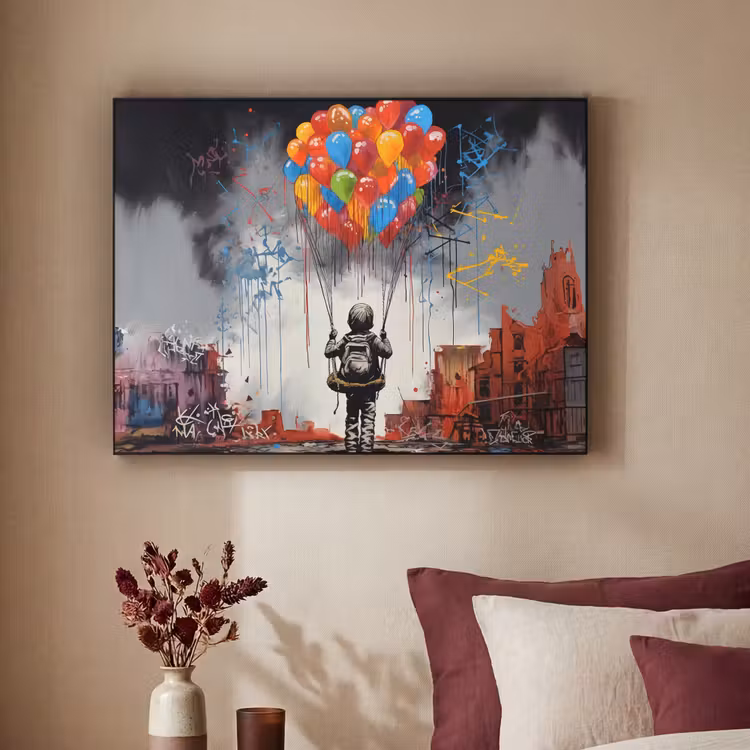 Art Frame - Jongen - Ballonnen - Gebouwen - Kunst — 2