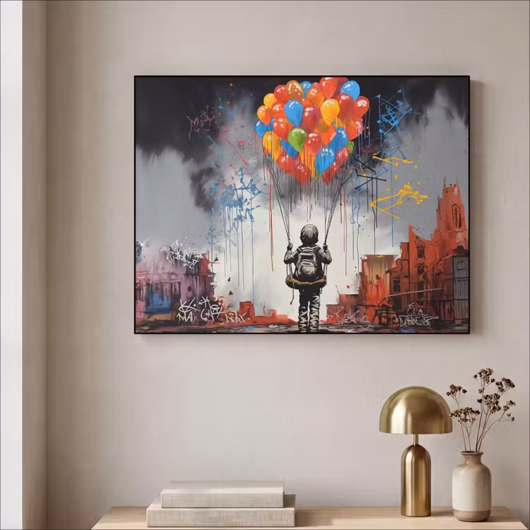 Art Frame - Jongen - Ballonnen - Gebouwen - Kunst — 3