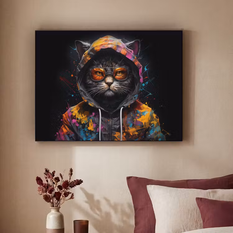 Art Frame - Kat - Jas - Graffiti - Bril - Zwart — 2
