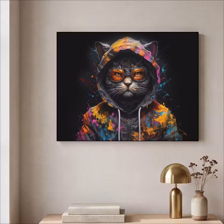 Art Frame - Kat - Jas - Graffiti - Bril - Zwart — 3