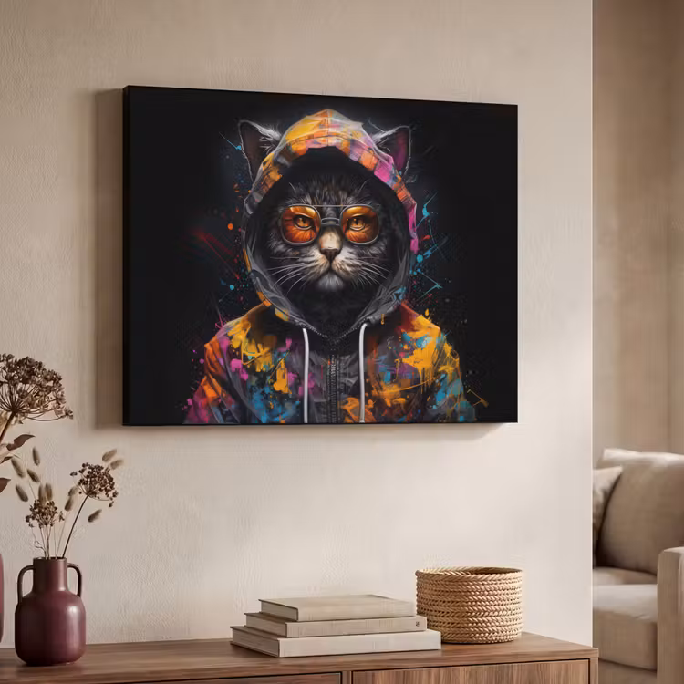 Art Frame - Kat - Jas - Graffiti - Bril - Zwart — 4