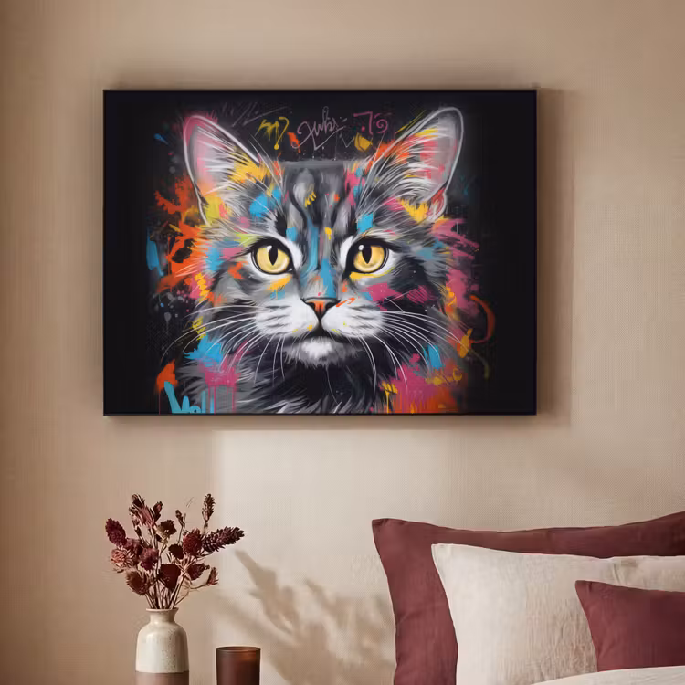 Art Frame - Kat - Graffiti - Dieren - Kleuren - Grijs — 2