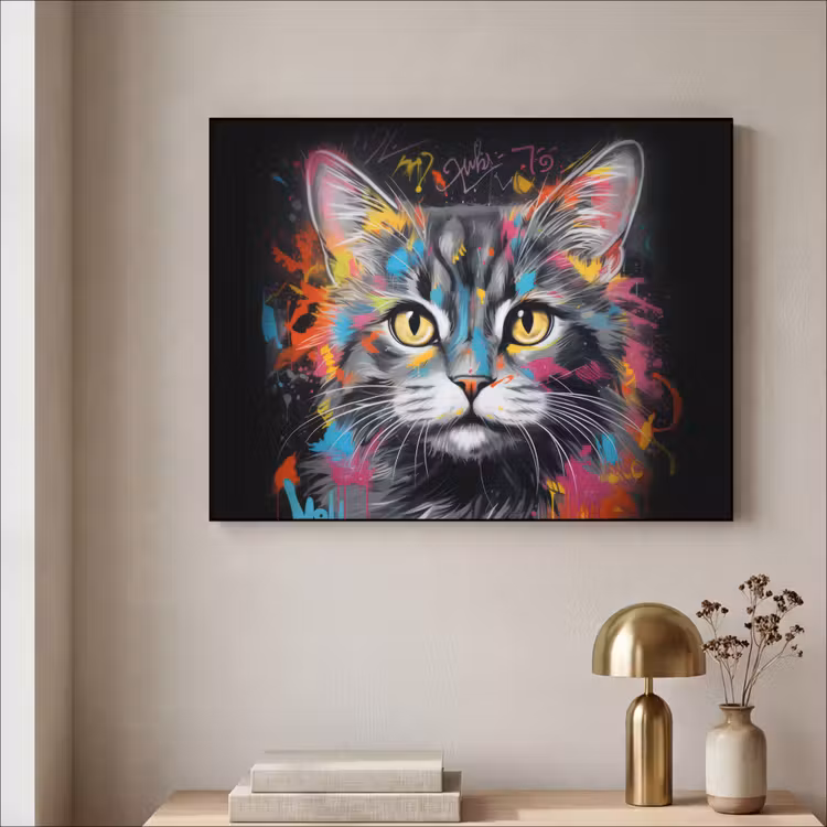 Art Frame - Kat - Graffiti - Dieren - Kleuren - Grijs — 3