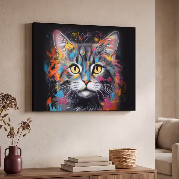 Art Frame - Kat - Graffiti - Dieren - Kleuren - Grijs — 4