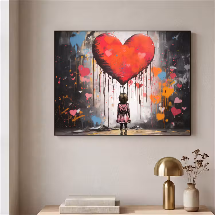 Art Frame - Meisje - Hart - Graffiti - Kunst - Kleuren - Rood — 3