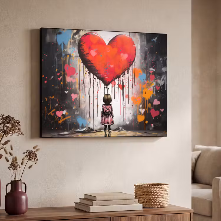 Art Frame - Meisje - Hart - Graffiti - Kunst - Kleuren - Rood — 4