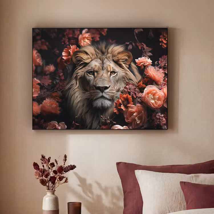 Art Frame - Leeuw - Dier - Natuur - Botanisch - Bloemen - Roze — 2