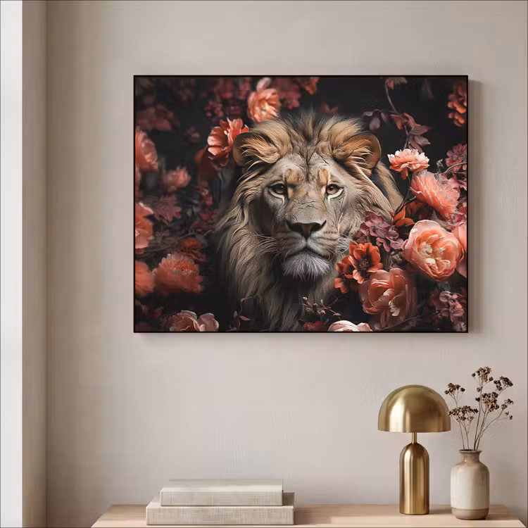 Art Frame - Leeuw - Dier - Natuur - Botanisch - Bloemen - Roze — 3