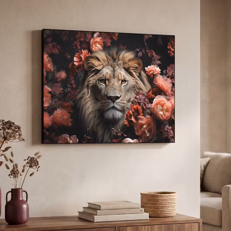 Art Frame - Leeuw - Dier - Natuur - Botanisch - Bloemen - Roze — 4
