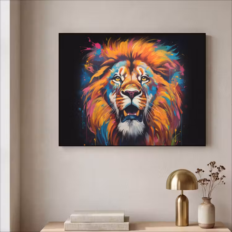 Art Frame - Leeuw - Graffiti - Dieren - Zwart — 3