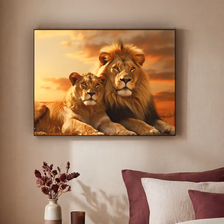 Art Frame - Leeuwen - Zonsondergang - Afrika - Savanne - Dieren — 2