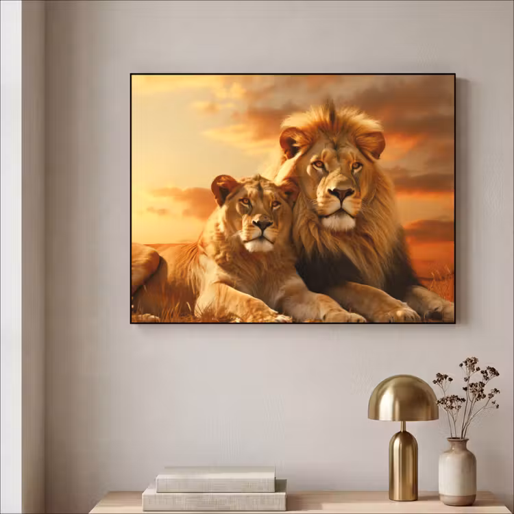 Art Frame - Leeuwen - Zonsondergang - Afrika - Savanne - Dieren — 3
