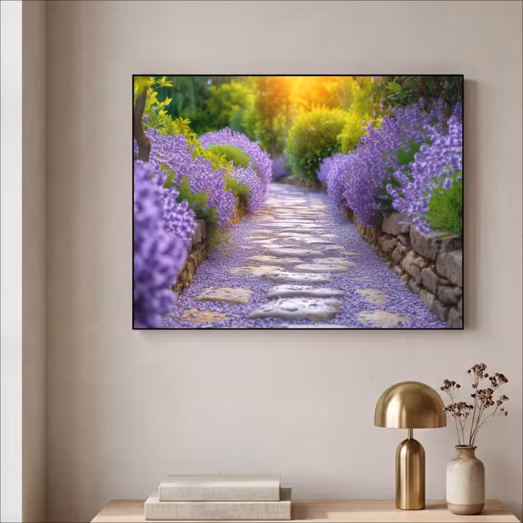 Art Frame - Bloemen - Pad - lavendel - Tuin — 3