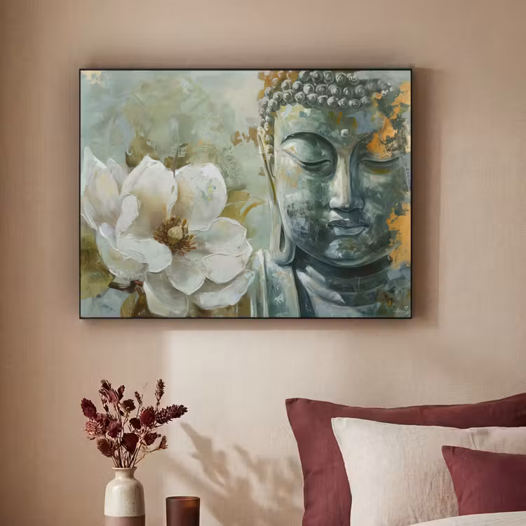 Art Frame - Boeddha - Groen - Lotusbloem - Wit — 2