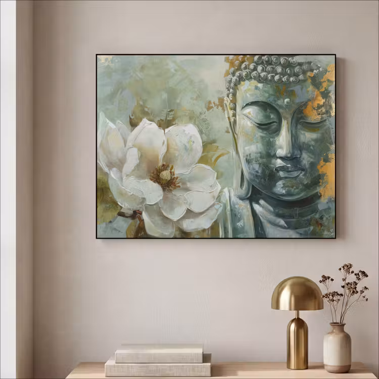 Art Frame - Boeddha - Groen - Lotusbloem - Wit — 3