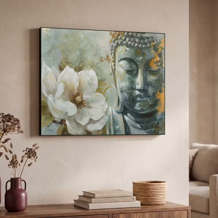 Art Frame - Boeddha - Groen - Lotusbloem - Wit — 4
