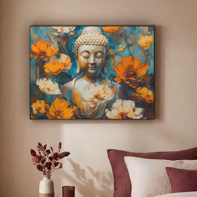 Art Frame - Buddha - Bloemen - Kleurrijk - Modern — 2