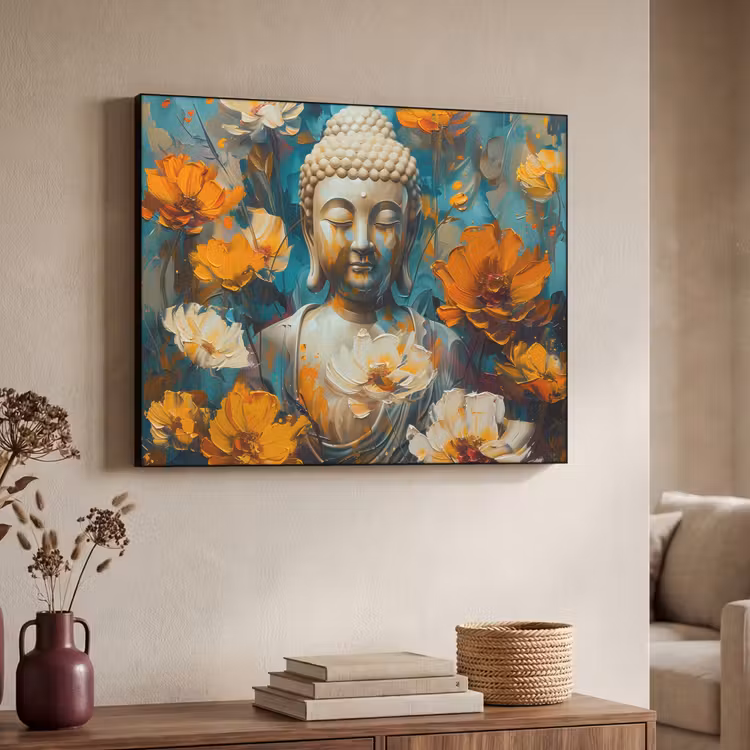 Art Frame - Buddha - Bloemen - Kleurrijk - Modern — 4