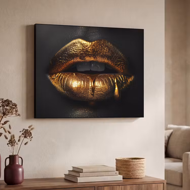 Art Frame - Lippen - Goud - Abstract - Zwart - Aesthetic — 4