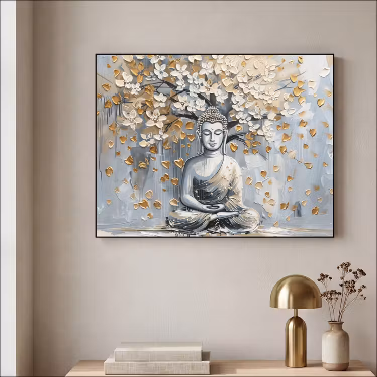 Art Frame - Boeddha - Bloemen - Boom - Goud - Modern — 3