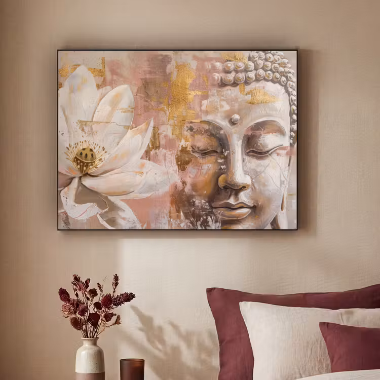 Art Frame - Buddha - Bloem - Goud - Roze - Abstract — 2