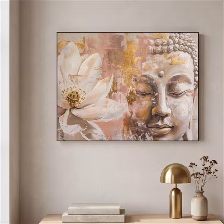 Art Frame - Buddha - Bloem - Goud - Roze - Abstract — 3