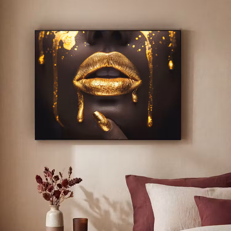 Art Frame - Gouden lippen - Gezicht - Vrouw - Modern — 2