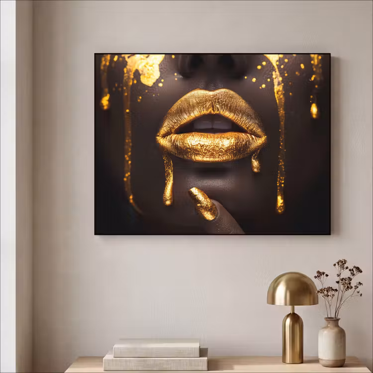 Art Frame - Gouden lippen - Gezicht - Vrouw - Modern — 3