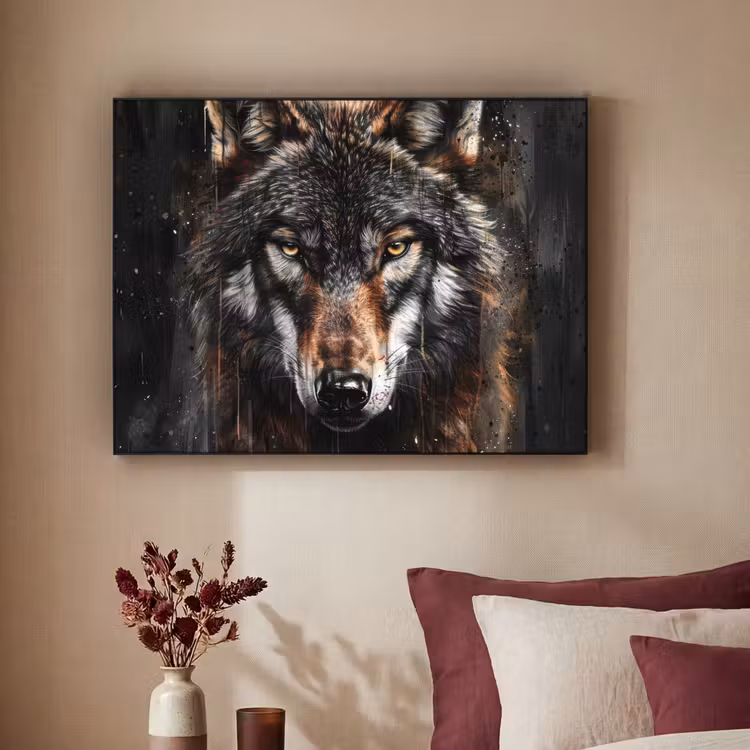 Art Frame - Dieren - Wolf - Portret - Zwart - Bruin — 2