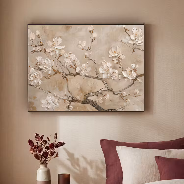 Art Frame - Bloemen - Modern - Beige - Wit - Bloesem — 2
