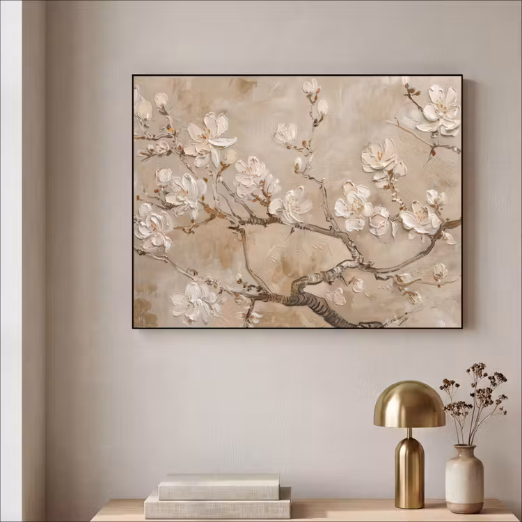 Art Frame - Bloemen - Modern - Beige - Wit - Bloesem — 3