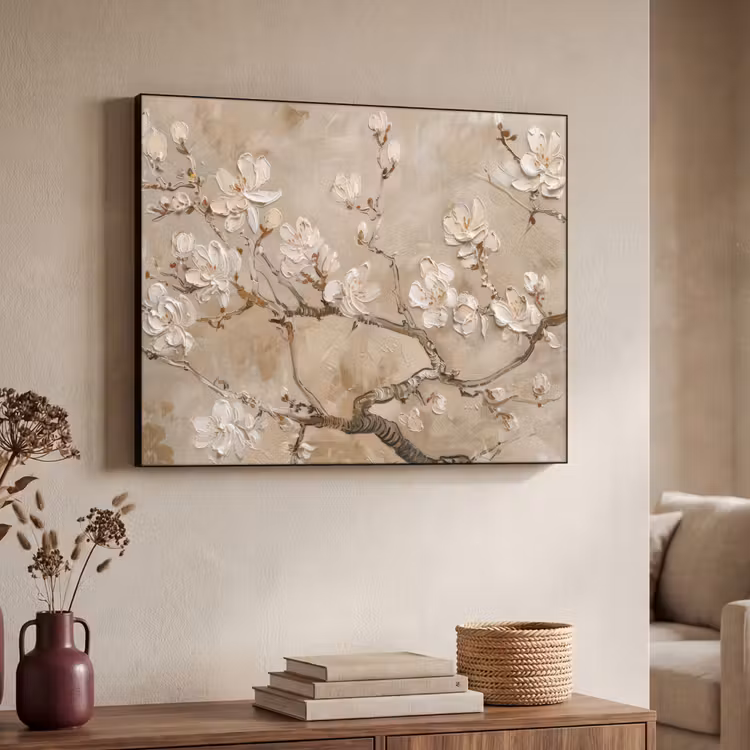 Art Frame - Bloemen - Modern - Beige - Wit - Bloesem — 4