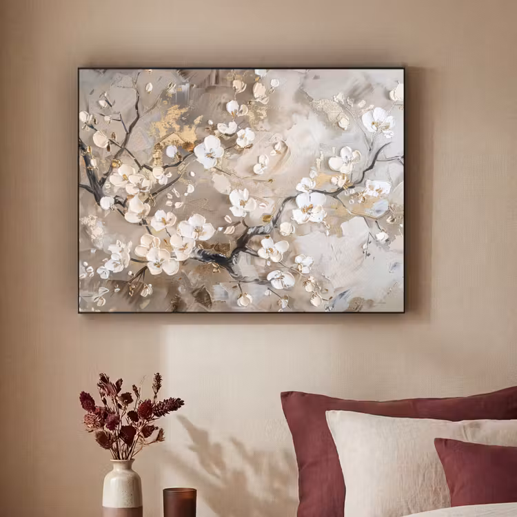 Art Frame - Bloemen - Wit - Goud - Beige  - Luxe — 2