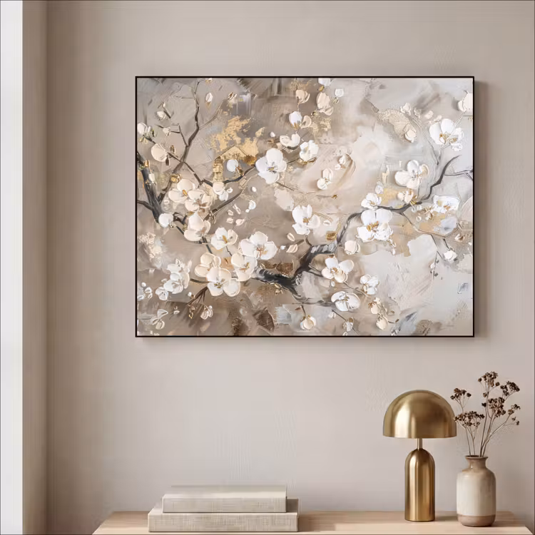 Art Frame - Bloemen - Wit - Goud - Beige  - Luxe — 3
