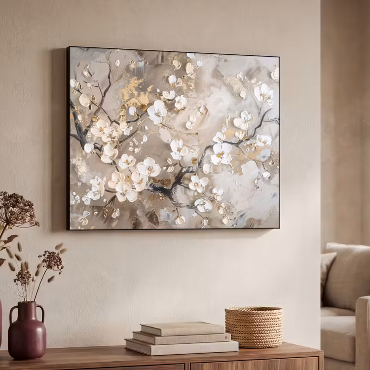 Art Frame - Bloemen - Wit - Goud - Beige  - Luxe — 4