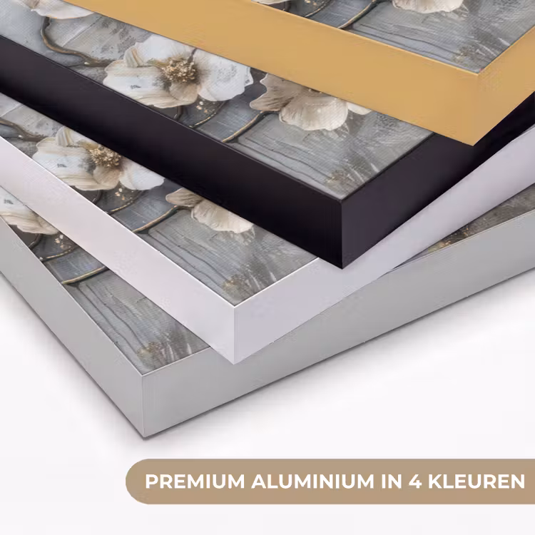 Art Frame - Bloemen - Wit - Grijs - Goud - Luxe — 5