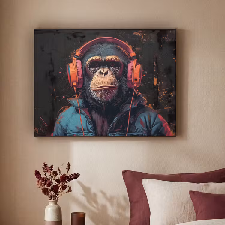 Art Frame - Graffiti - Chimpansee - Koptelefoon - Aap — 2
