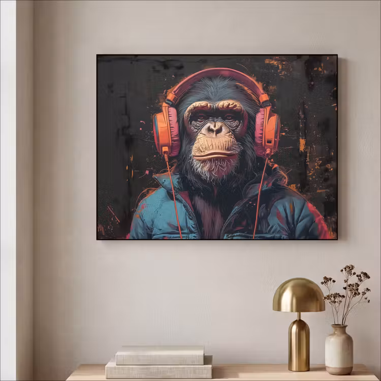 Art Frame - Graffiti - Chimpansee - Koptelefoon - Aap — 3