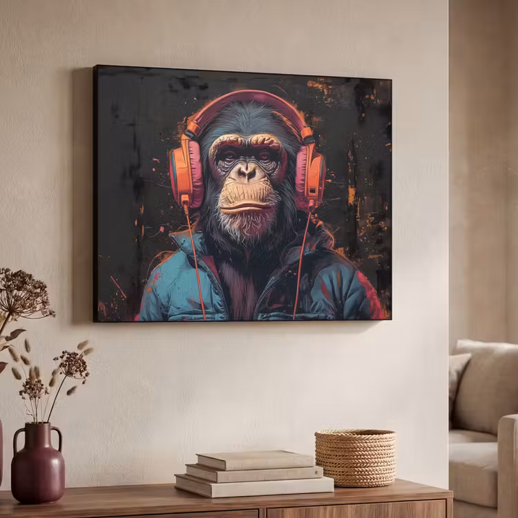 Art Frame - Graffiti - Chimpansee - Koptelefoon - Aap — 4