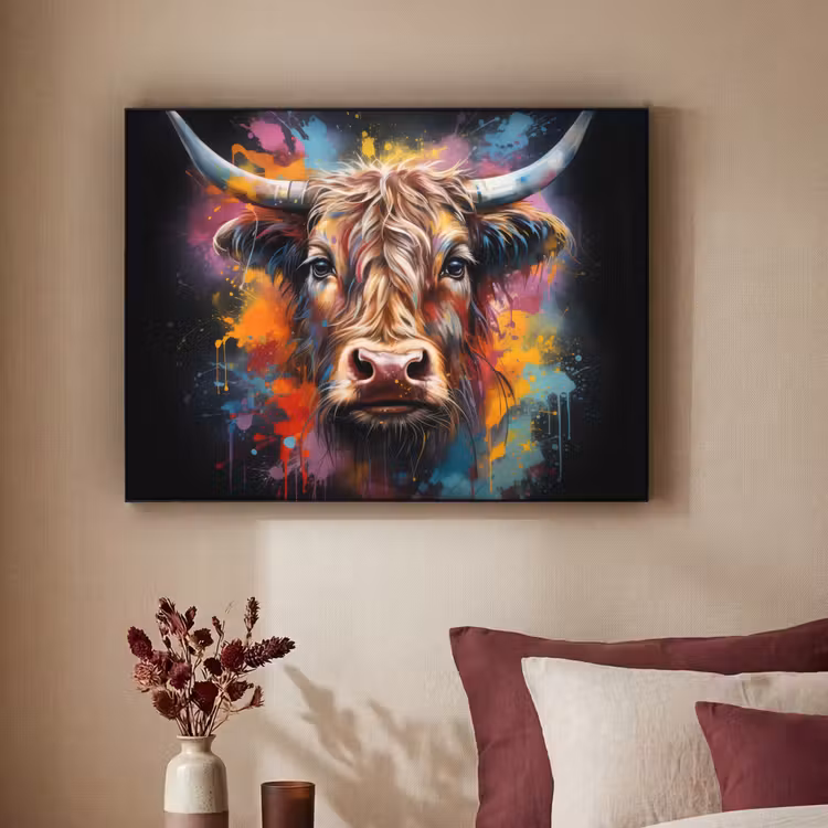 Art Frame - Graffiti - Schotse hooglander - Zwart - Koe — 2
