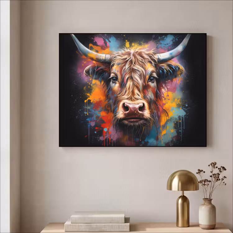 Art Frame - Graffiti - Schotse hooglander - Zwart - Koe — 3