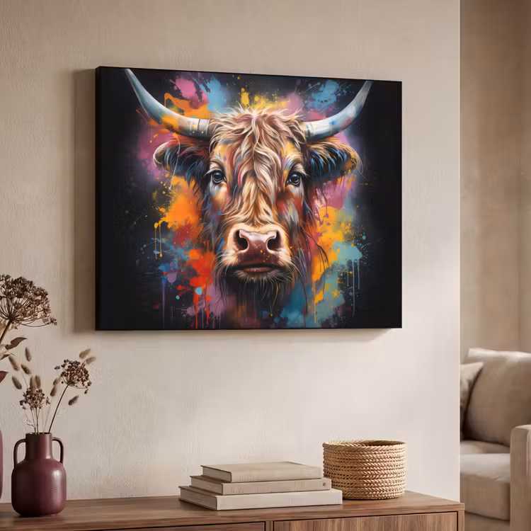 Art Frame - Graffiti - Schotse hooglander - Zwart - Koe — 4